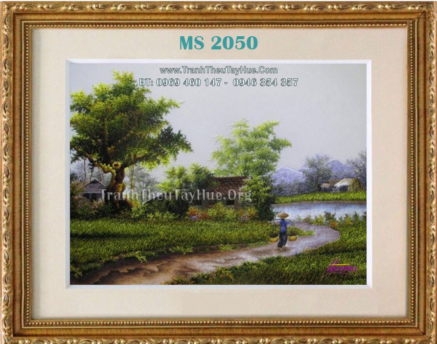 TRANH THÊU PHONG CẢNH LÀNG QUÊ MS 2050