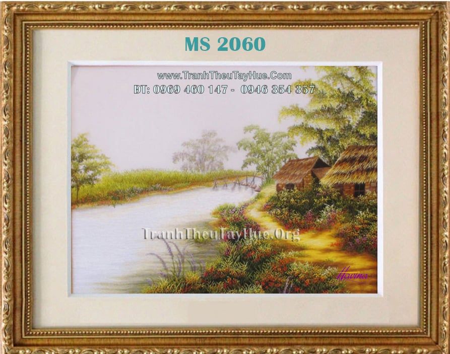 TRANH THÊU PHONG CẢNH LÀNG QUÊ MS 2060