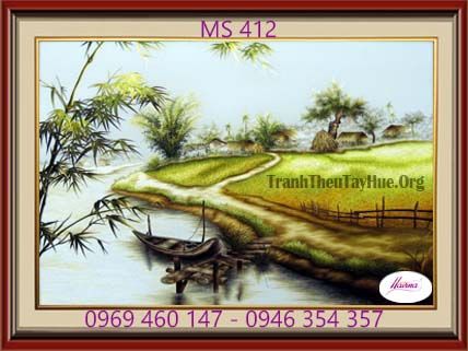 TRANH THÊU PHONG CẢNH LÀNG QUÊ MS 412