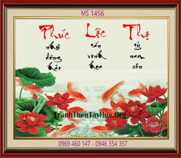 TRANH THÊU CHỮ PHÚC LỘC THỌ MS 1456