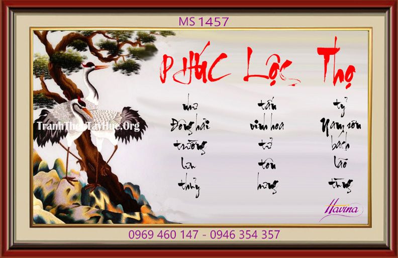 TRANH THÊU CHỮ PHÚC LỘC THỌ MS 1457