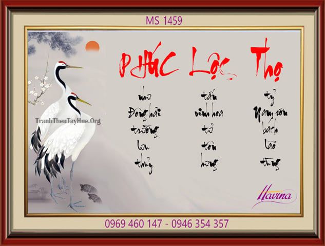 TRANH THÊU CHỮ PHÚC LỘC THỌ MS 1459