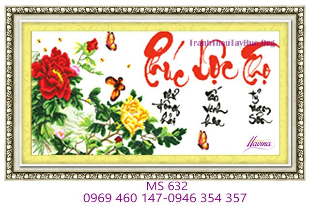 TRANH THÊU CHỮ PHÚC LỘC THỌ MS 632