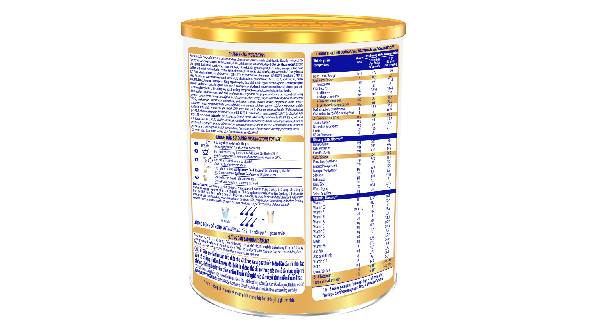 Sữa bột Optimum Gold 3 - lon 1.45 kg (cho trẻ từ 1 - 2 tuổi)