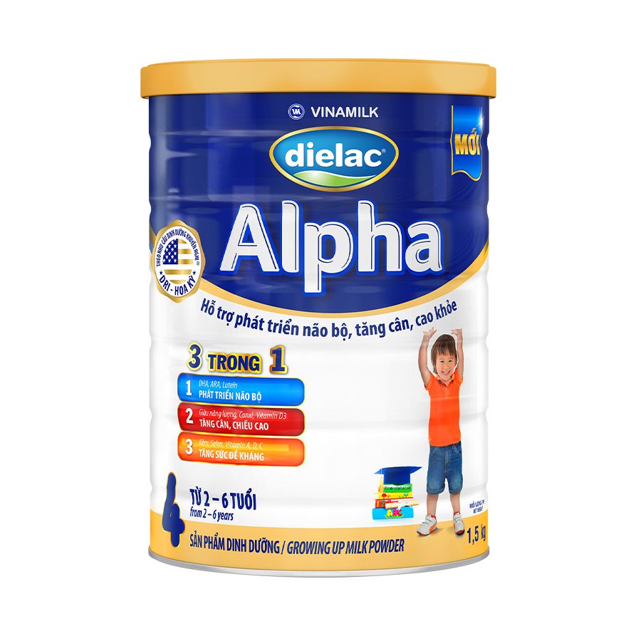 Sữa bột Dielac Alpha 4 - lon 1,5kg (cho trẻ từ 2- 6 tuổi)