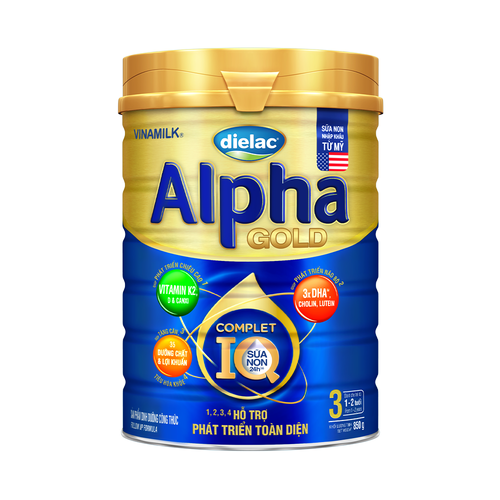 Sữa bột Dielac Alpha Gold 3 - lon 850g (cho trẻ từ 1 - 2 tuổi)