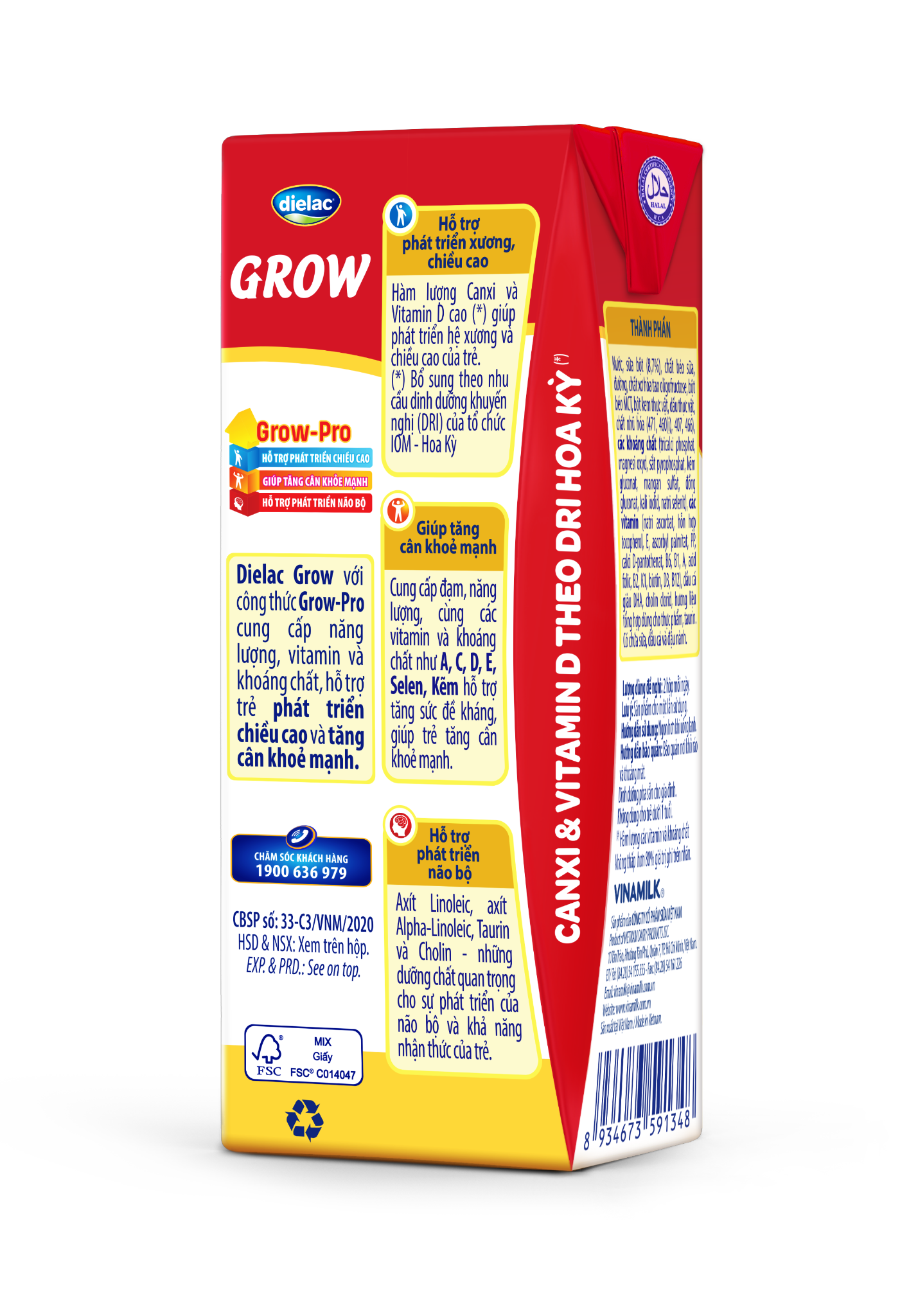 Sữa uống dinh dưỡng Dielac Grow - Thùng 48 hộp 180ml