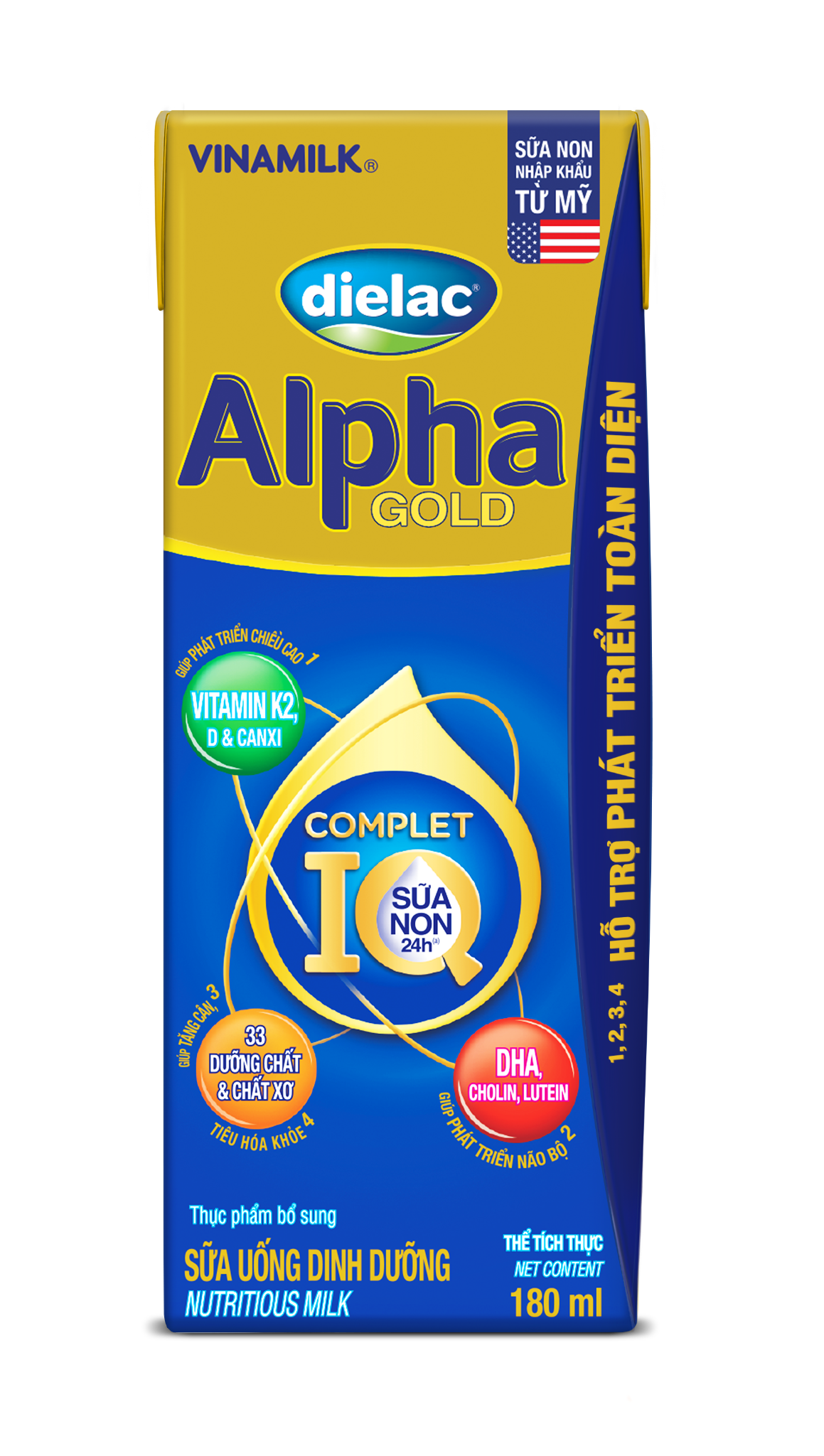 Sữa Uống Dinh Dưỡng Dielac Alpha Gold (Sữa non) - Lốc 4 hộp 180ml