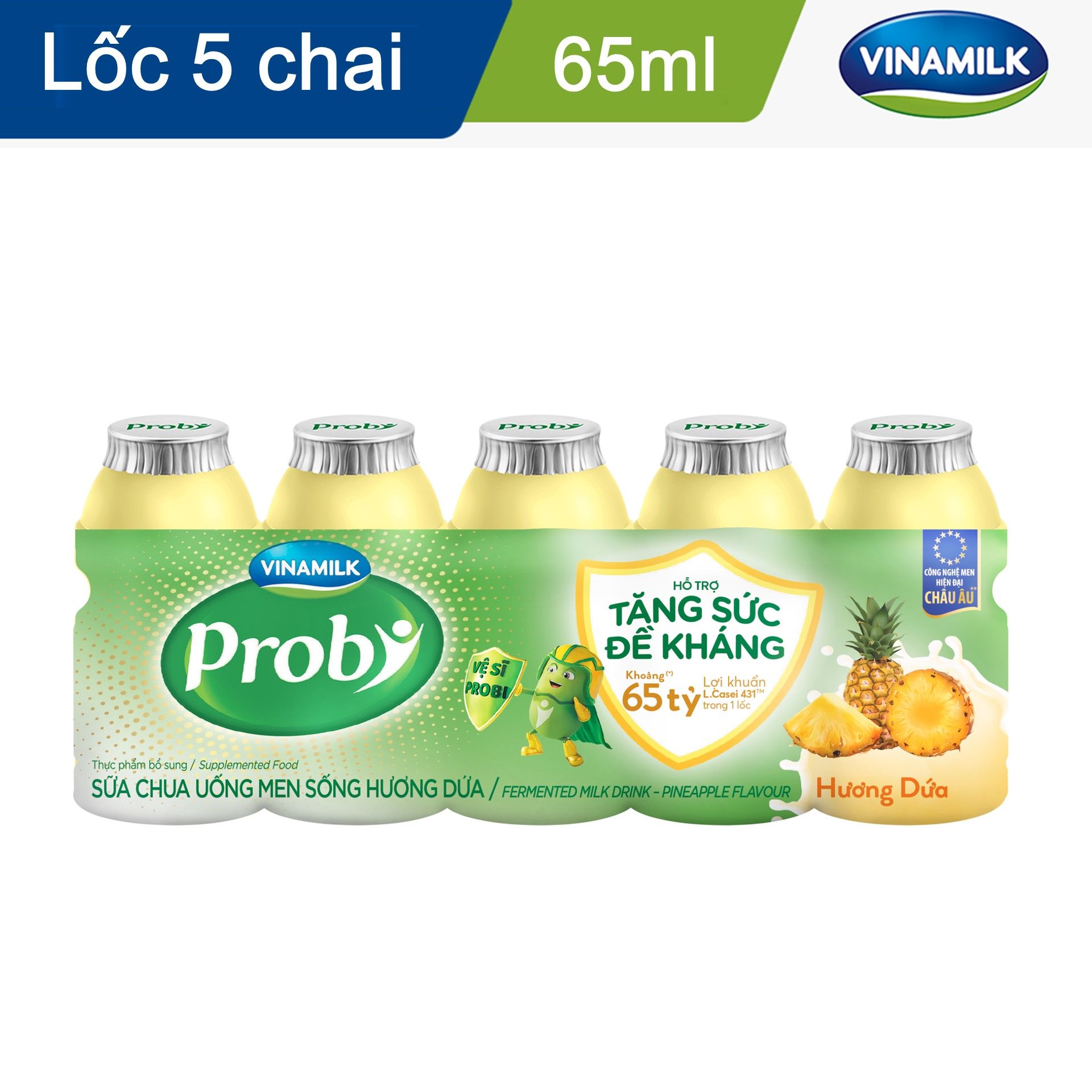 Sữa Chua Uống Probi Dứa - Lốc 5 Chai 65ml