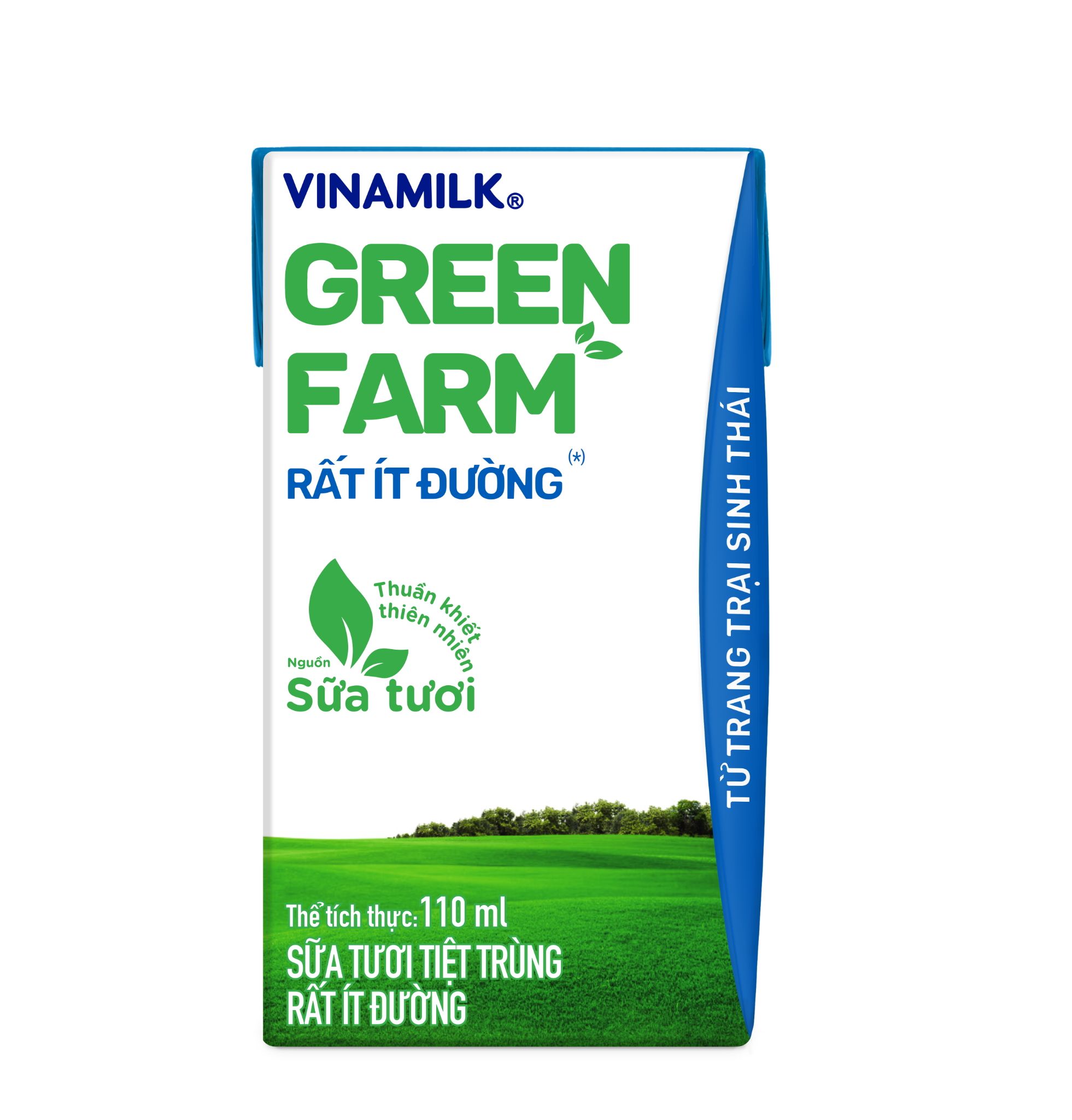 Sữa Tươi Tiệt Trùng Vinamilk Green Farm Rất ít đường - Lốc 4 hộp x 110ml