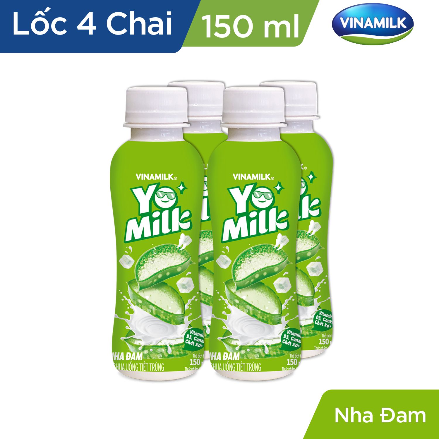 Sữa chua uống Yomilk Nha đam - Lốc 4 Chai x 150ml