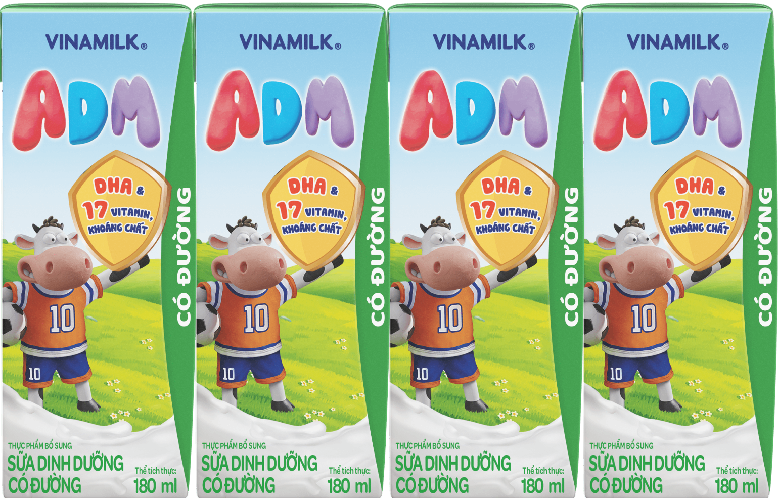 Sữa dinh dưỡng Vinamilk ADM Có Đường  - Lốc 4 Hộp 180ml