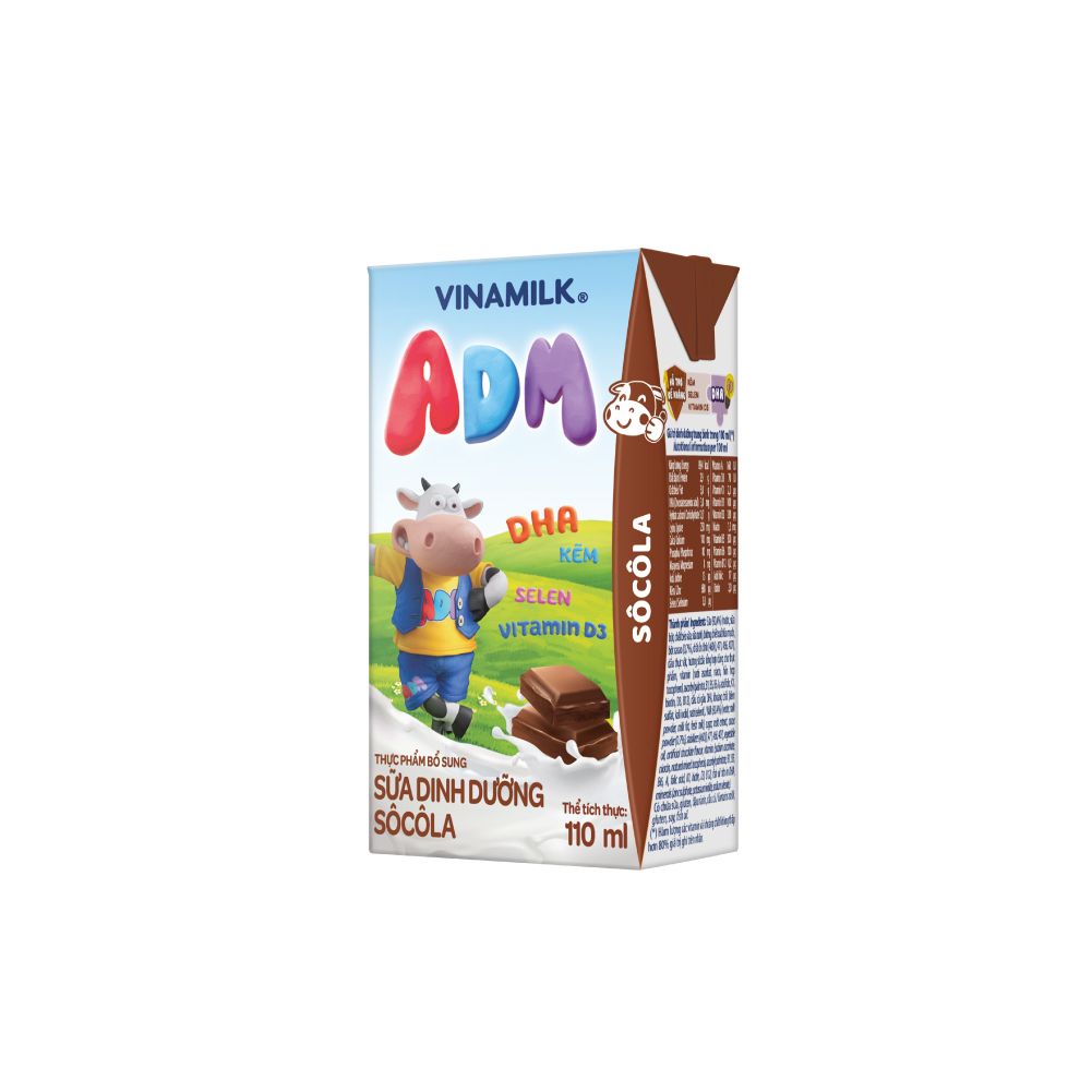 Sữa dinh dưỡng Vinamilk ADM Sôcôla - Lốc 4 Hộp 110ml