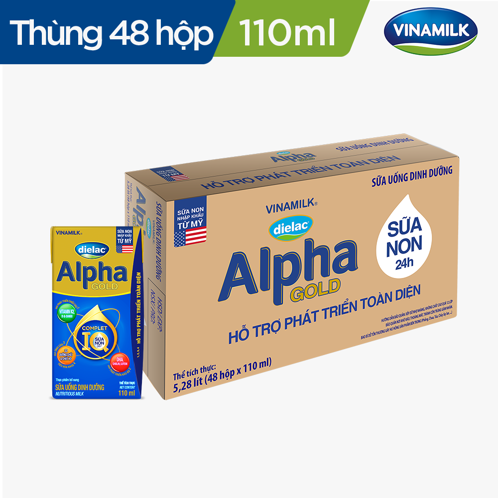 Thùng 48 hộp Sữa Uống Dinh Dưỡng Dielac Alpha Gold (Sữa non) 110ml