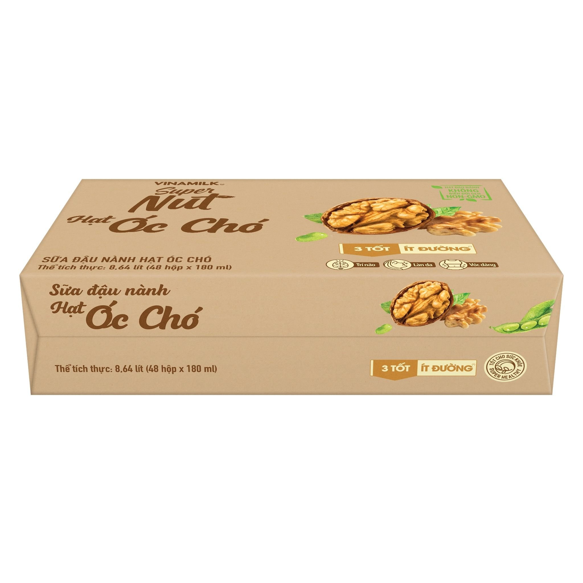Sữa đậu nành Vinamilk Super Nut hạt óc chó - Thùng 48 hộp 180ml