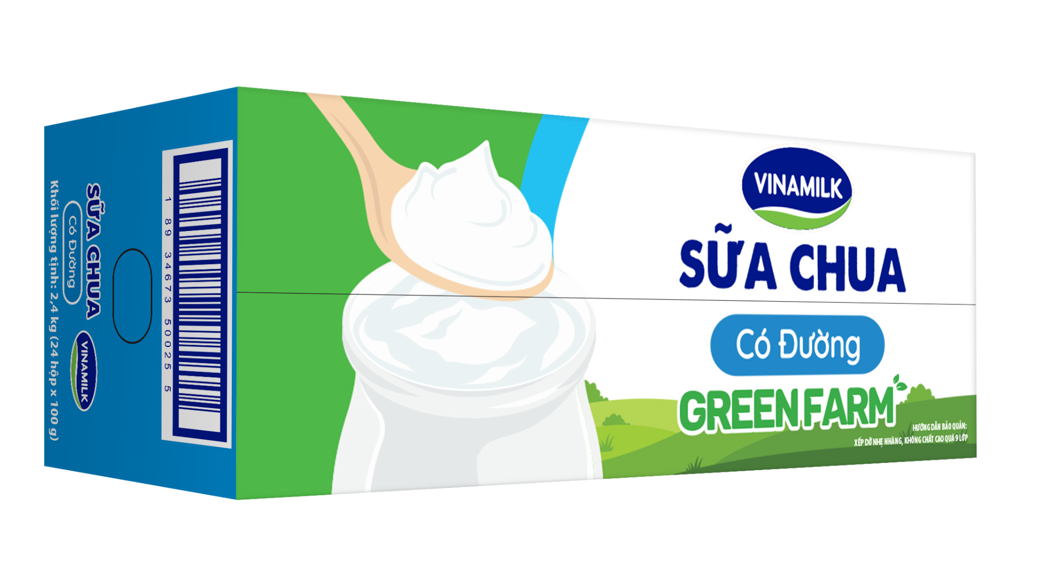 Sữa chua ăn Vinamilk Green Farm Có Đường - Thùng 24 Hộp 100gr