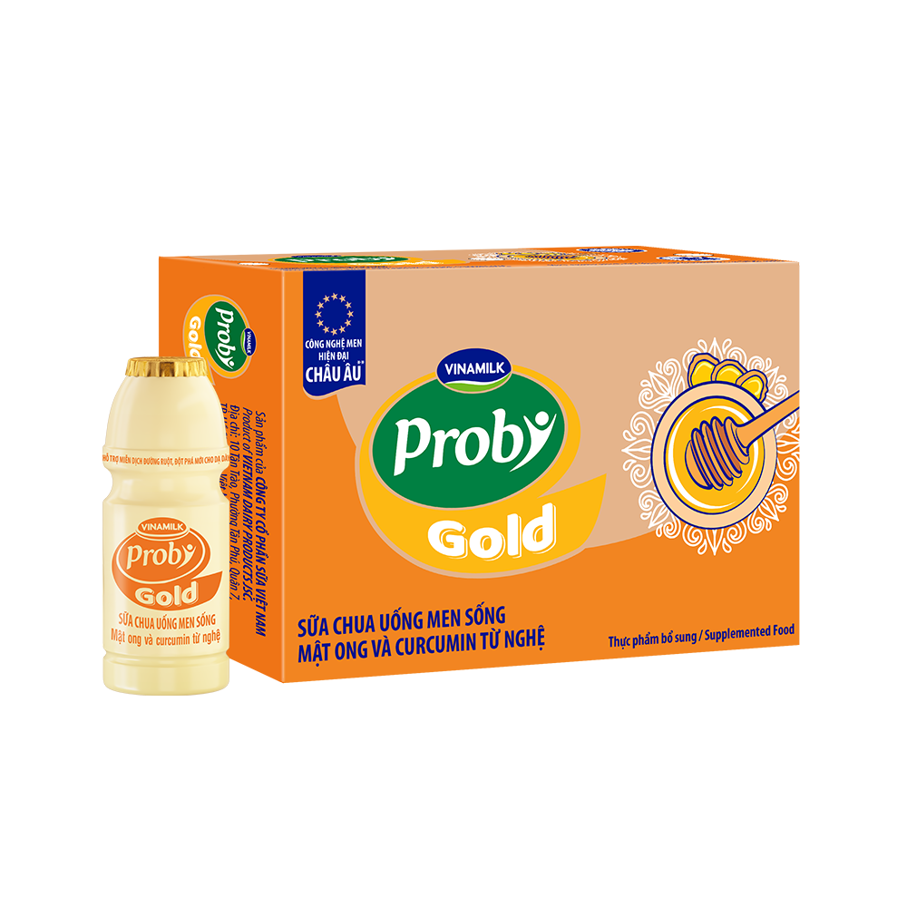 Sữa Chua Uống Probi Gold Mật Ong & Curcumin Từ Nghệ - Thùng 6 Lốc 130ml