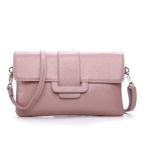 Túi Crossbody khóa gài da Gesunry hồng phấn