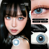  Aquarius Blue Lens with Prescription by N'Rosa for Breathing Eyes, Premium Quality, Distributed by Angel Eyes | Prescription Range 0-8 | Super Moisture MPC Material 