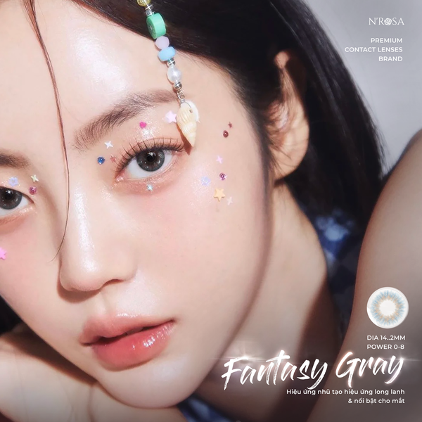  Gray Prescription Lens – N’Rosa Fantasy Gray with High Breathability, Distributed by Angel Eyes | Prescription: 0 to -8 | Material: Silicone Hydrogel 