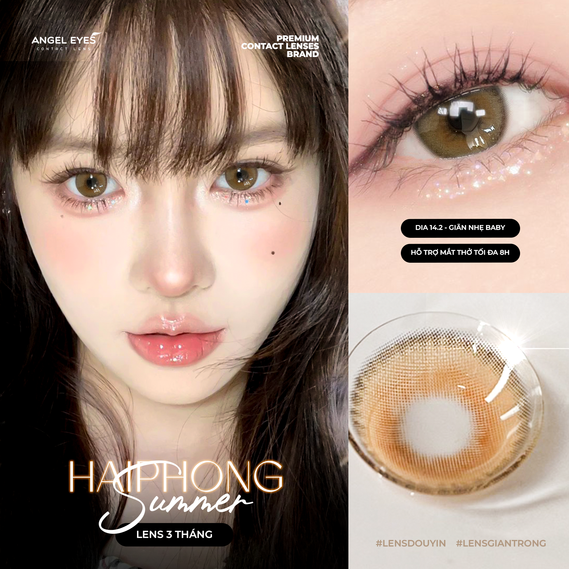  [MẪU GIẢM 50%] Bộ sưu tập kính áp tròng màu không độ Angel Eyes Plano Collection chất liệu PolyHema 