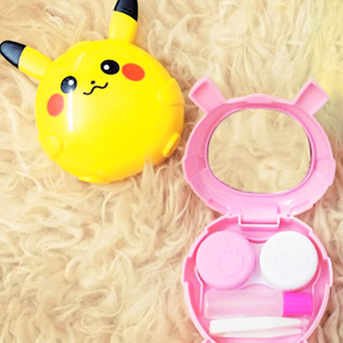 Phụ kiện khay gương Pokemon cho kính áp tròng, kính giãn tròng
