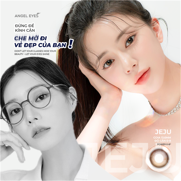  Lens nâu có độ cận Angel Eyes JEJU hiệu ứng loang màu như mắt ướt lens filter đang thịnh hành trên TikTok 