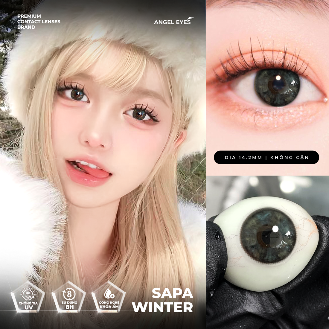  [MẪU GIẢM 50%] Bộ sưu tập kính áp tròng màu không độ Angel Eyes Plano Collection chất liệu PolyHema 