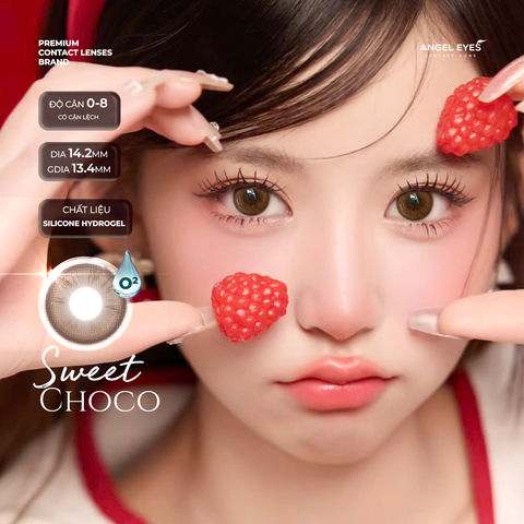 Lens nâu tự nhiên có độ Sweet Choco thương hiệu Angel Eyes đường kính 14.2mm | Độ cận 0-8