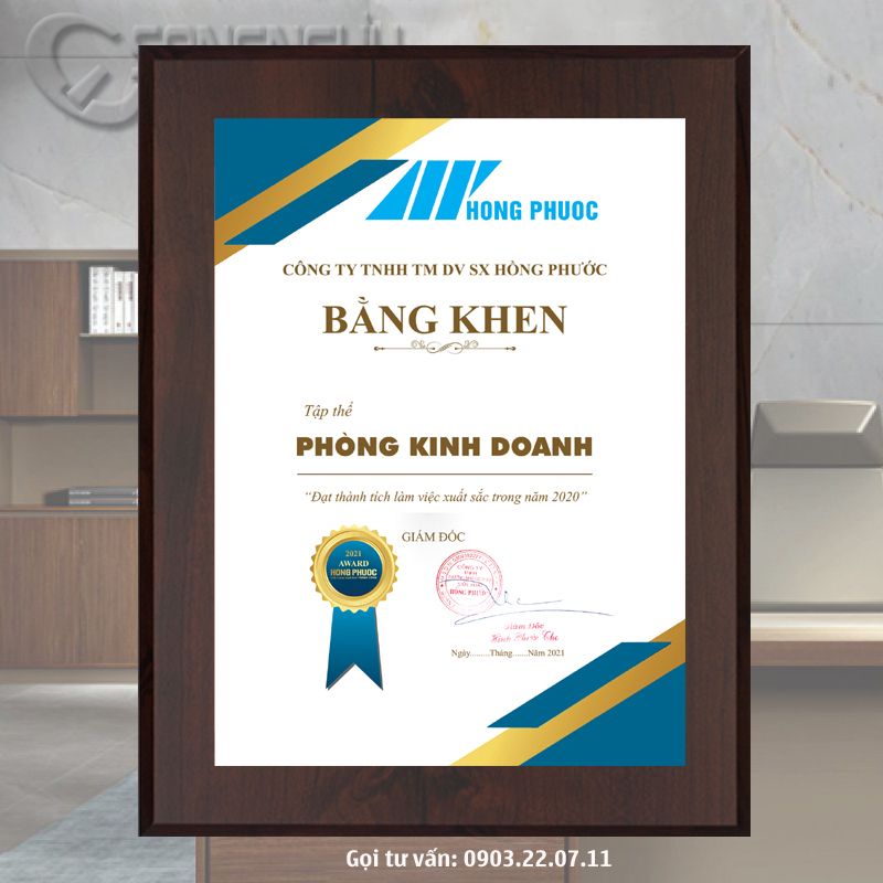 Bằng khen nhân viên bạch kim