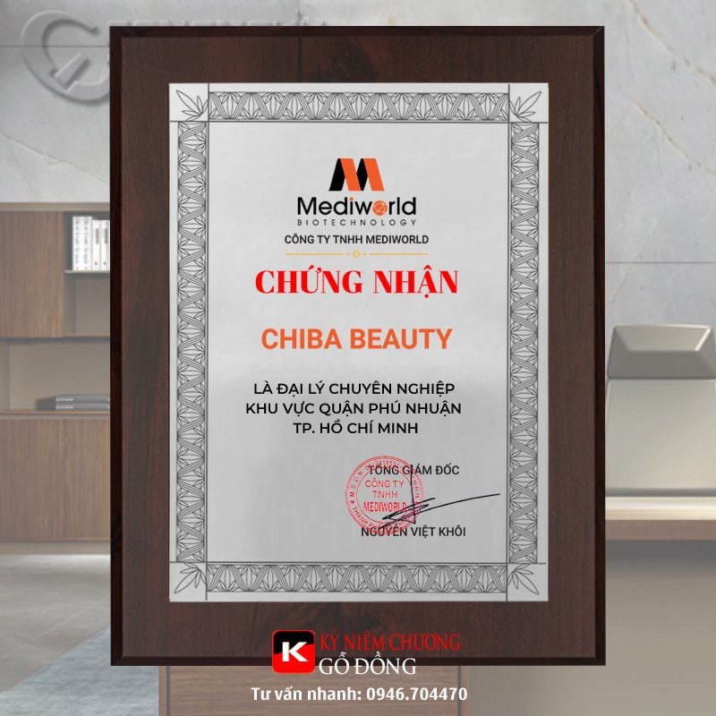 Bảng chứng nhận đại lý mỹ phẩm