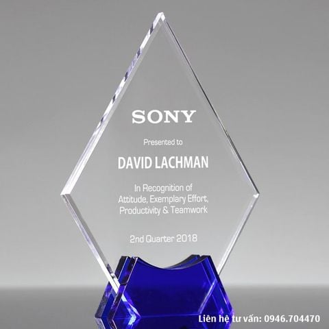 Kỷ niệm chương pha lê ngọn lửa điểm xanh