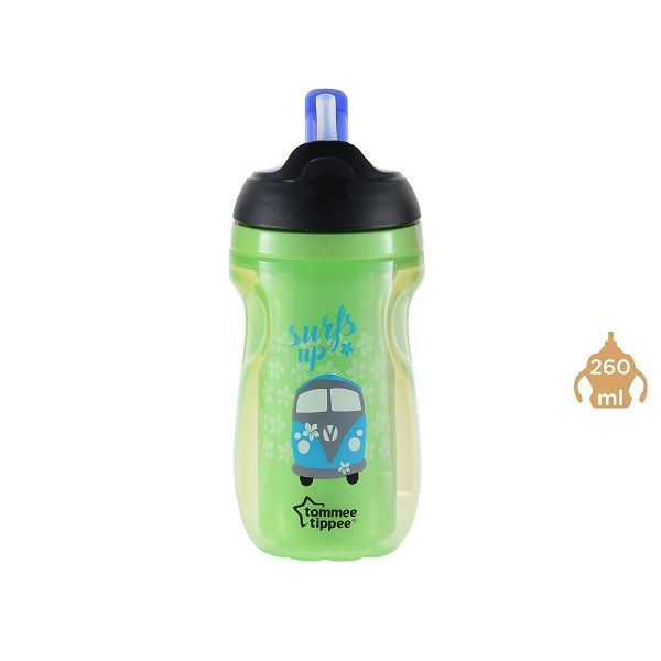  Bình Uống Nước Giữ Nhiệt Có Ống Hút Cho Bé Từ 12 Tháng Tommee Tippee Insulated Straw 260ml - Xanh Lá 