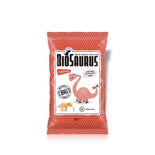  ORGANIC CORN SNACK WITH KETCHUP BIOSAURUS 50G 