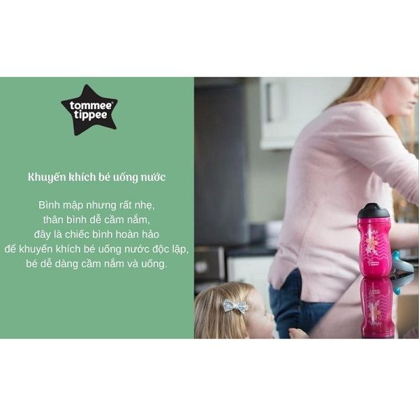  Bình Uống Nước Giữ Nhiệt Có Ống Hút Cho Bé Từ 12 Tháng Tommee Tippee Insulated Straw 260ml - Hồng 