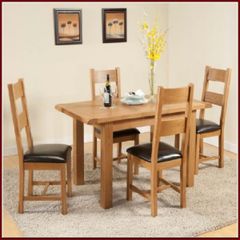 Bộ Bàn Ăn Kéo Giản Cao Cấp Gỗ Sồi Mỹ - 4 Ghế (1m2->1m6)