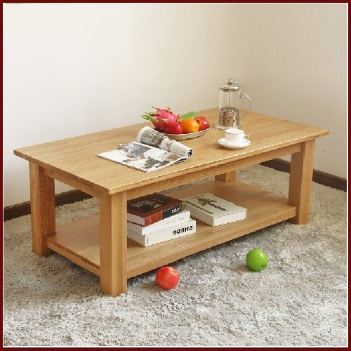 Bàn Sofa Gỗ Sồi Hở Chân 02 Tầng (Màu Tự Nhiên)