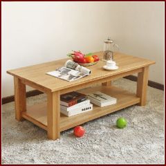 Bàn Sofa Gỗ Sồi Hở Chân 02 Tầng (Màu Tự Nhiên)