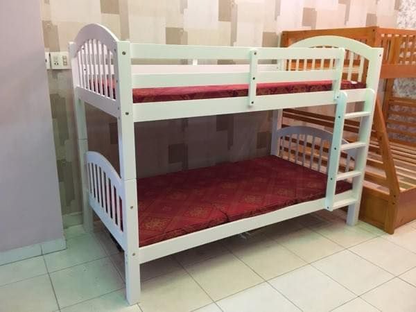 Giường 2 Tầng Gỗ Tự Nhiên Uni (1m-1m)+2 Hộc Tủ