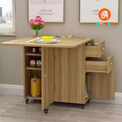 Bàn ăn thông minh xếp gọn có bánh xe không kèm ghế Nolulu - BAX02