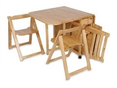 Bộ Bàn Ăn Xếp Gọn 4 Ghế Gỗ Tự Nhiên Cao Cấp Phù Hợp Cho Không Gian Chật Hẹp