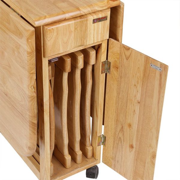 Bộ Bàn Ăn Xếp Gọn 4 Ghế Gỗ Tự Nhiên Cao Cấp Phù Hợp Cho Không Gian Chật Hẹp