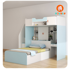 Giường tầng trẻ em thông minh kèm bàn học và tủ sách Nolulu - GT006