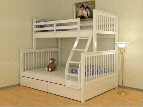 Giường 2 Tầng K.Bed Gỗ Tự Nhiên Có Hộc Kéo 1m-1m4