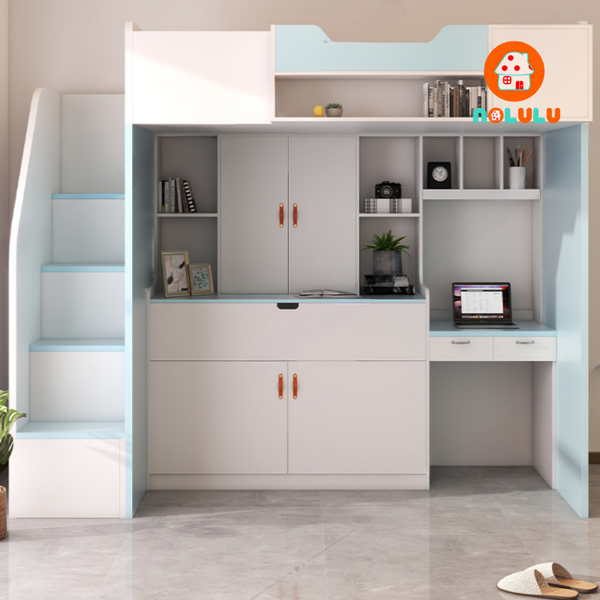 Giường tầng trẻ em thông minh kèm bàn học và tủ sách Nolulu - GT006