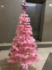 Cây Thông Đầu Tròn Màu Hồng Cam Phủ Tuyết - Cây Tư Động