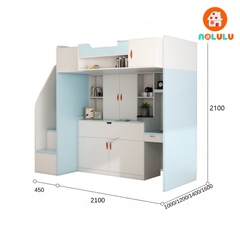 Giường tầng trẻ em thông minh kèm bàn học và tủ sách Nolulu - GT006