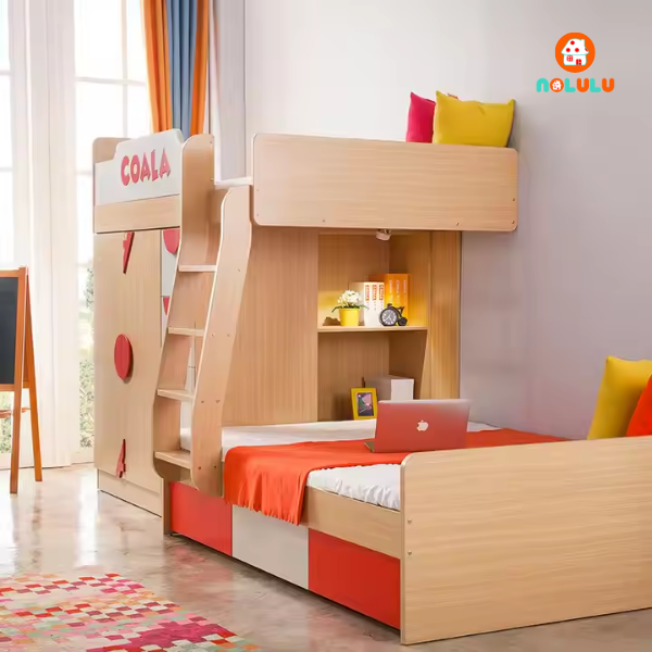 Giường tầng thông minh kèm tủ quần áo và kệ sách Nolulu - GTTM001