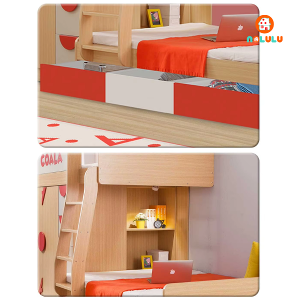 Giường tầng thông minh kèm tủ quần áo và kệ sách Nolulu - GTTM001