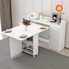 Bàn ăn thông minh xếp gọn có bánh xe kèm kệ để đồ Nolulu - BAX03